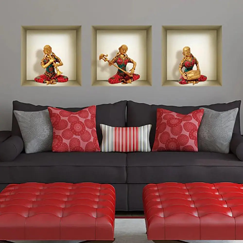 Set of Three Abba Niche 3D Square Peel and Stick Wall Decals - NOBLE HOME INTERIORS