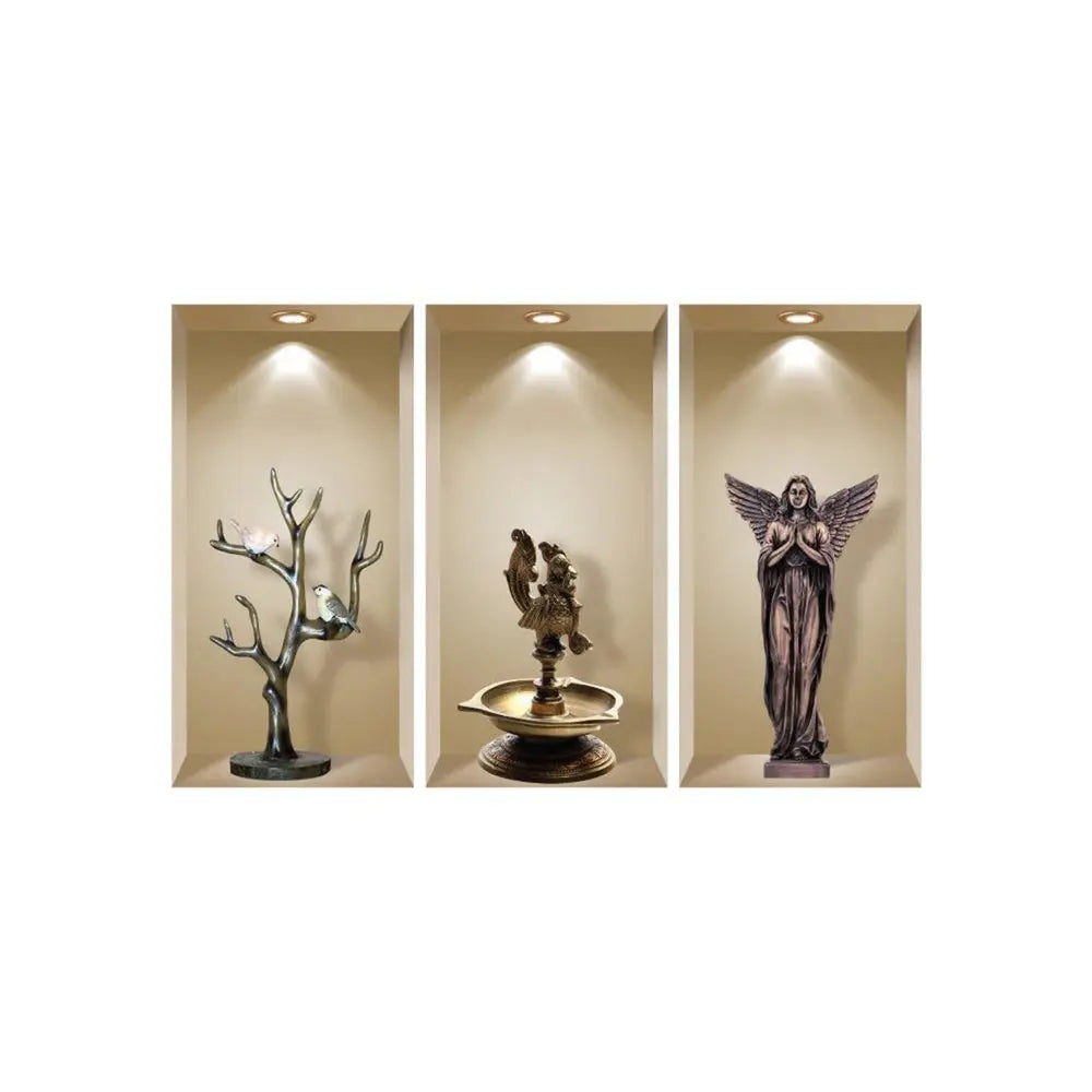 Set of Three Aca Faux Niche 3D Peel and Stick Wall Decals - NOBLE HOME INTERIORS