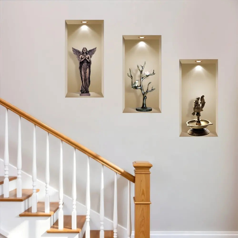 Set of Three Acy Faux Niche 3D Peel and Stick Wall Decals - NOBLE HOME INTERIORS