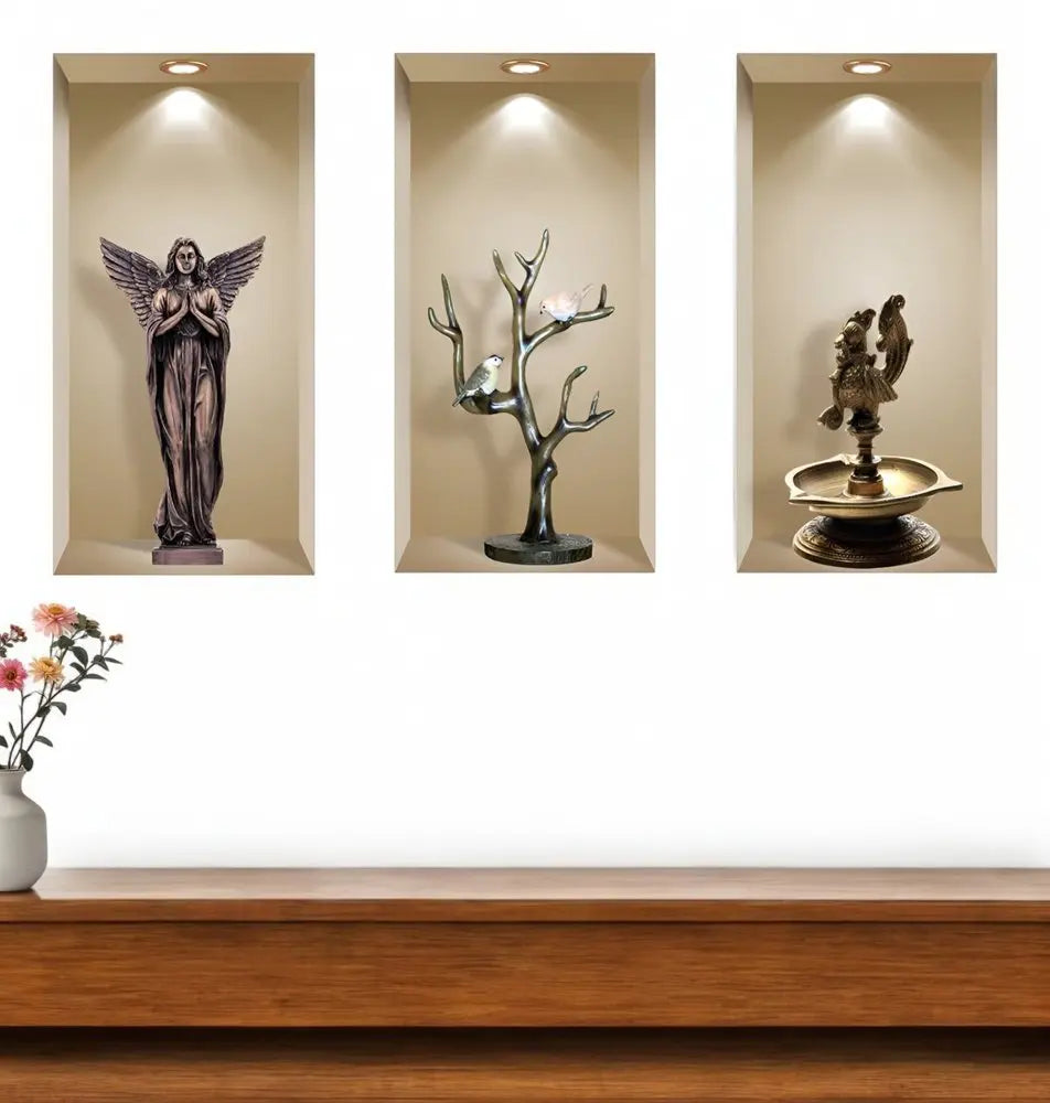 Set of Three Acy Faux Niche 3D Peel and Stick Wall Decals - NOBLE HOME INTERIORS