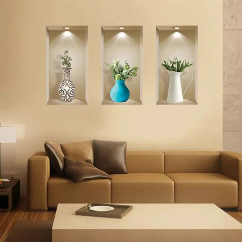 Set of Three Ada Faux Niche 3D Peel and Stick Wall Decals - NOBLE HOME INTERIORS