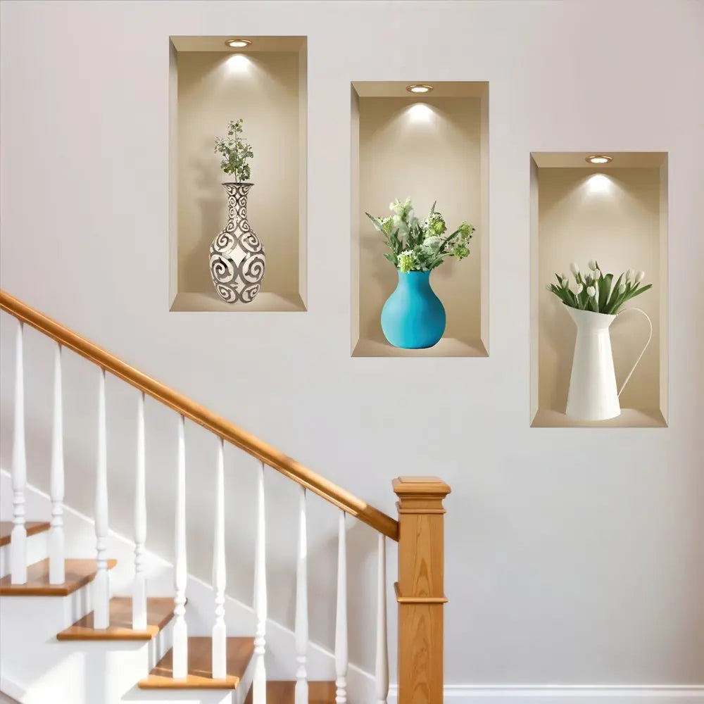 Set of Three Ada Faux Niche 3D Peel and Stick Wall Decals - NOBLE HOME INTERIORS