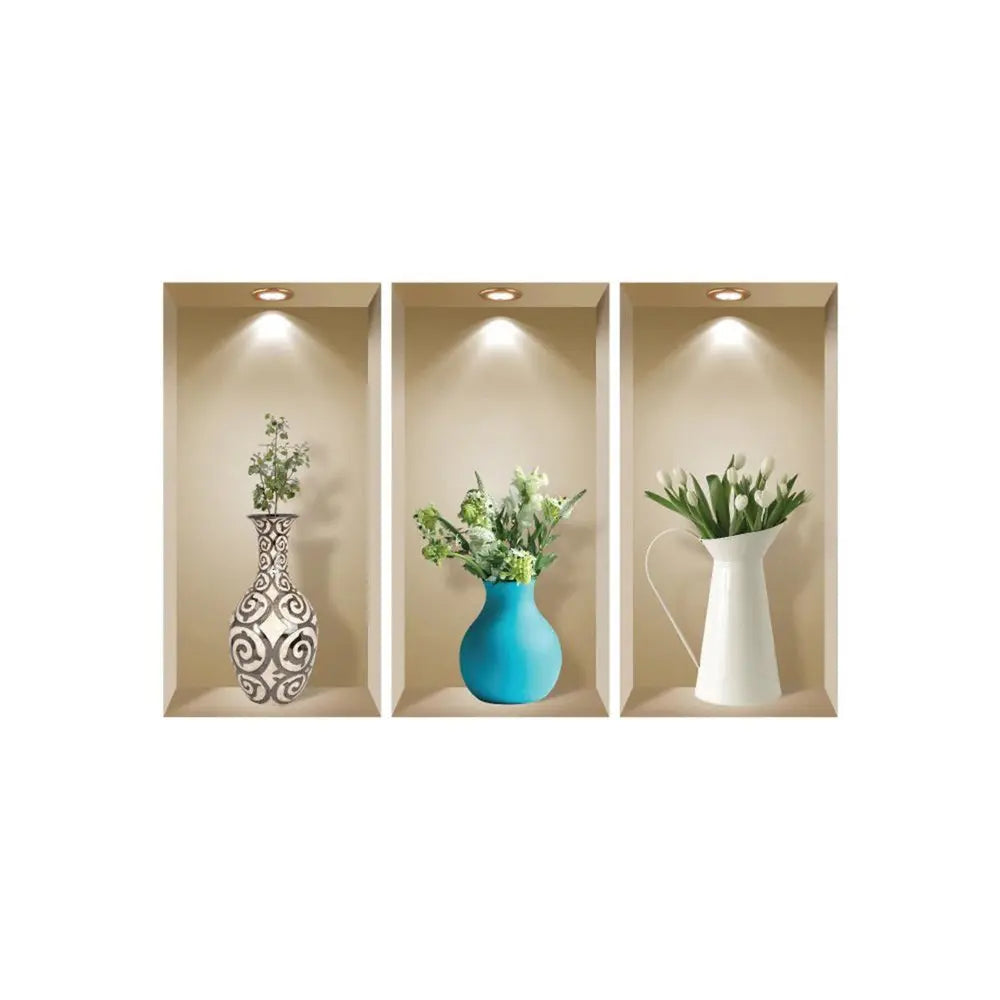 Set of Three Ada Faux Niche 3D Peel and Stick Wall Decals - NOBLE HOME INTERIORS
