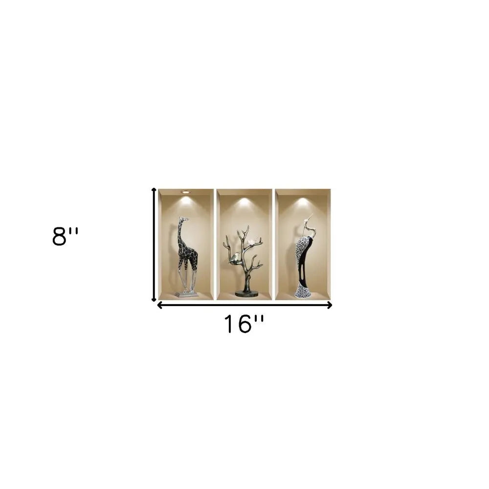 Set of Three Aga Faux Niche 3D Peel and Stick Wall Decals - NOBLE HOME INTERIORS