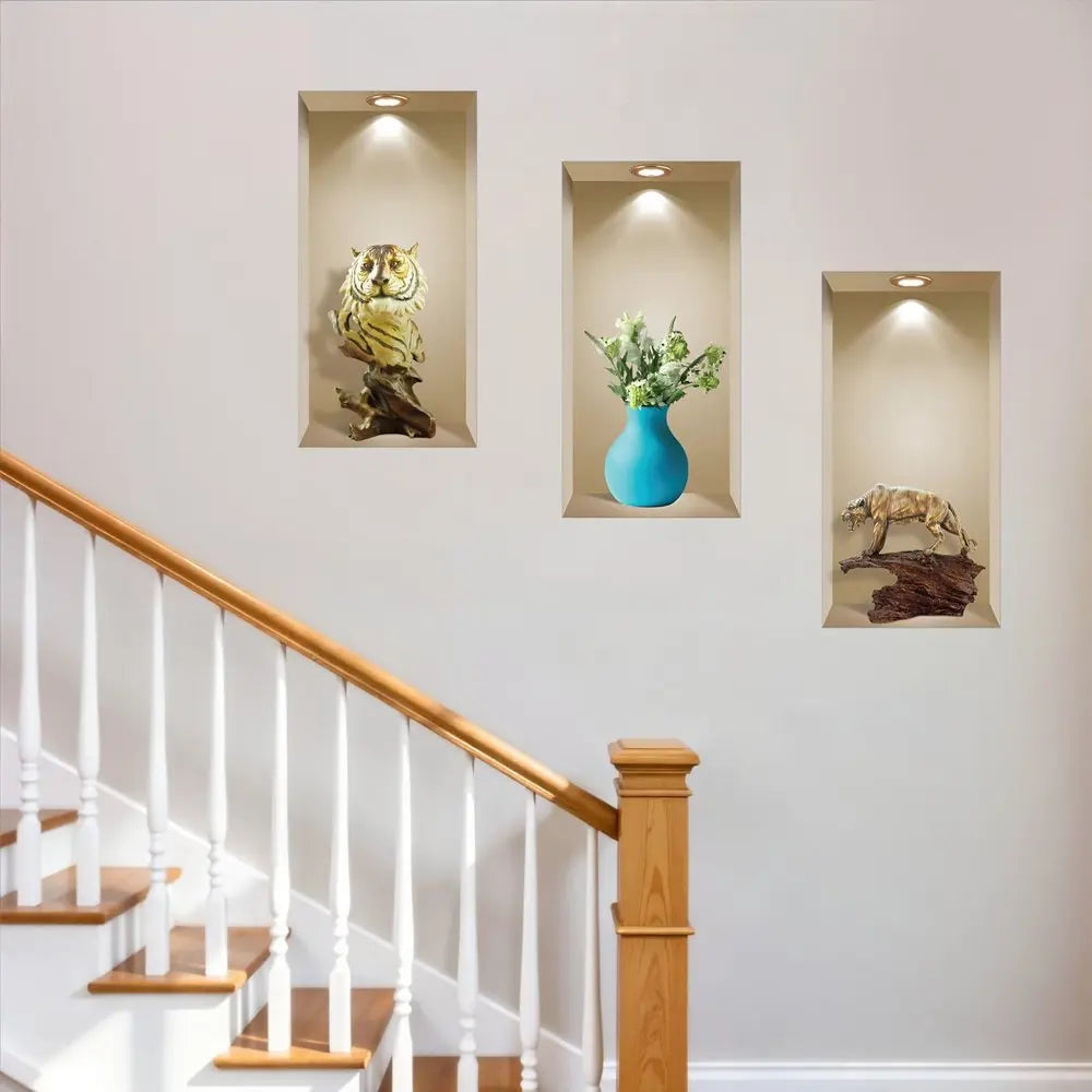 Set of Three Ala Faux Niche 3D Peel and Stick Wall Decals - NOBLE HOME INTERIORS
