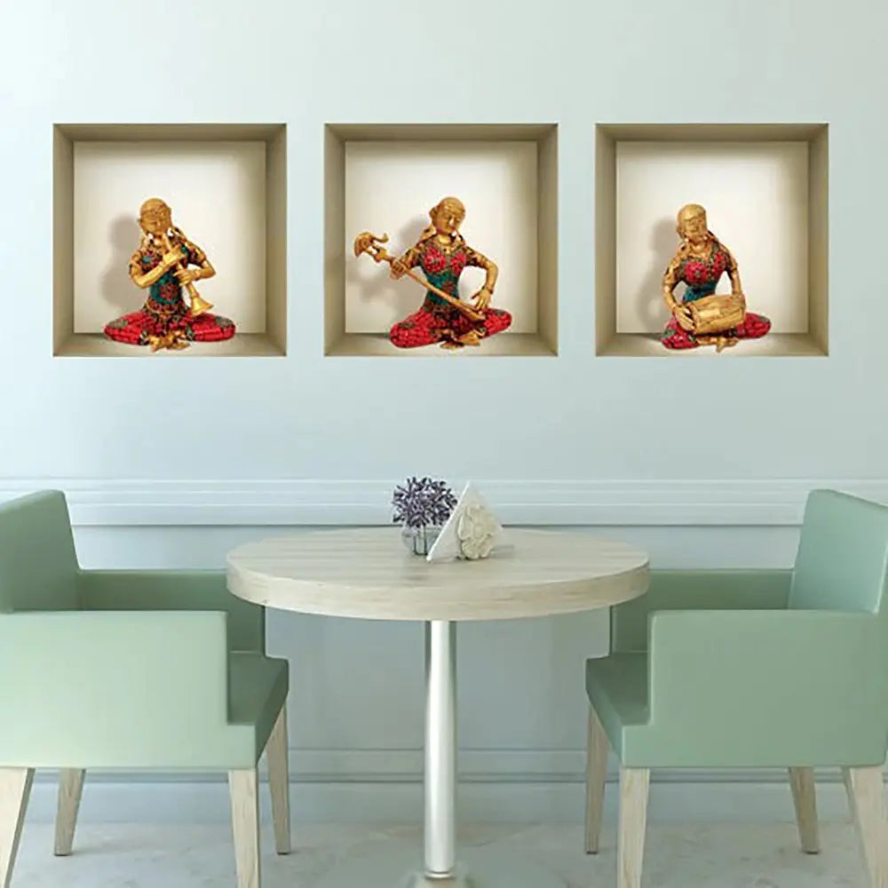 Set of Three Alla Niche 3D Square Peel and Stick Wall Decals - NOBLE HOME INTERIORS