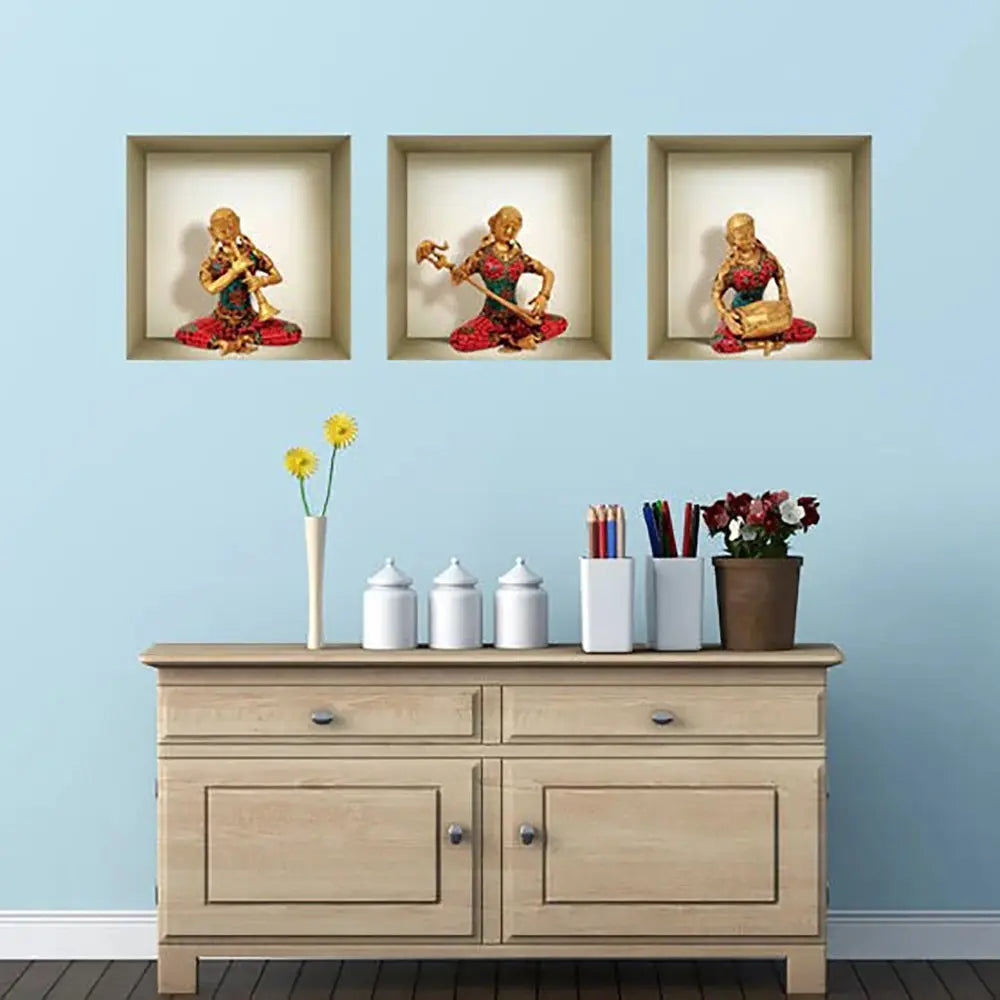 Set of Three Alla Niche 3D Square Peel and Stick Wall Decals - NOBLE HOME INTERIORS