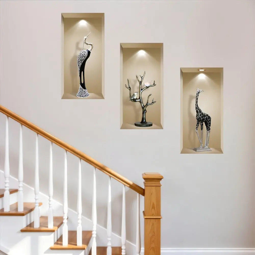 Set of Three Ama Faux Niche 3D Peel and Stick Wall Decals - NOBLE HOME INTERIORS