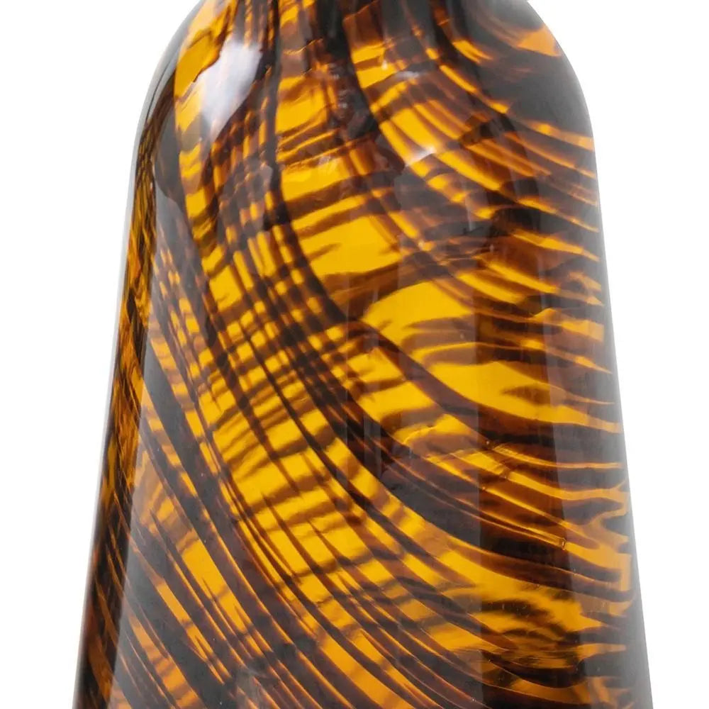 Set of Three Amber Abstract Swirl Glass Decorative Bottles With Stoppers - NOBLE HOME INTERIORS