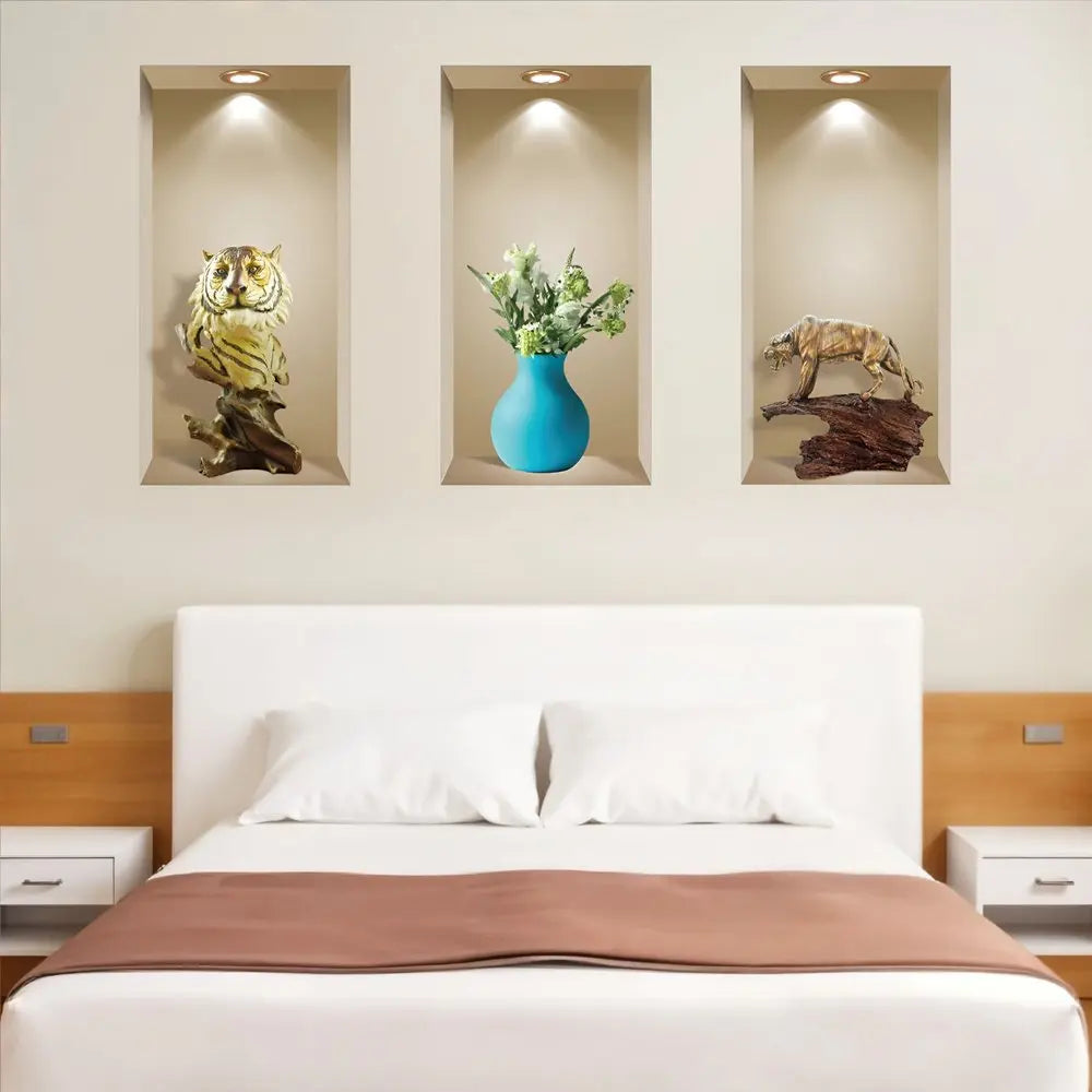 Set of Three Ana Faux Niche 3D Peel and Stick Wall Decals - NOBLE HOME INTERIORS
