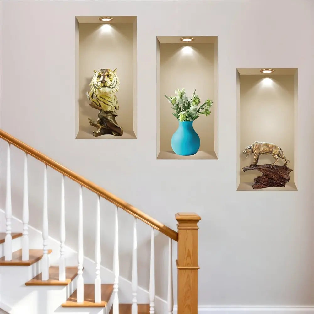 Set of Three Ana Faux Niche 3D Peel and Stick Wall Decals - NOBLE HOME INTERIORS