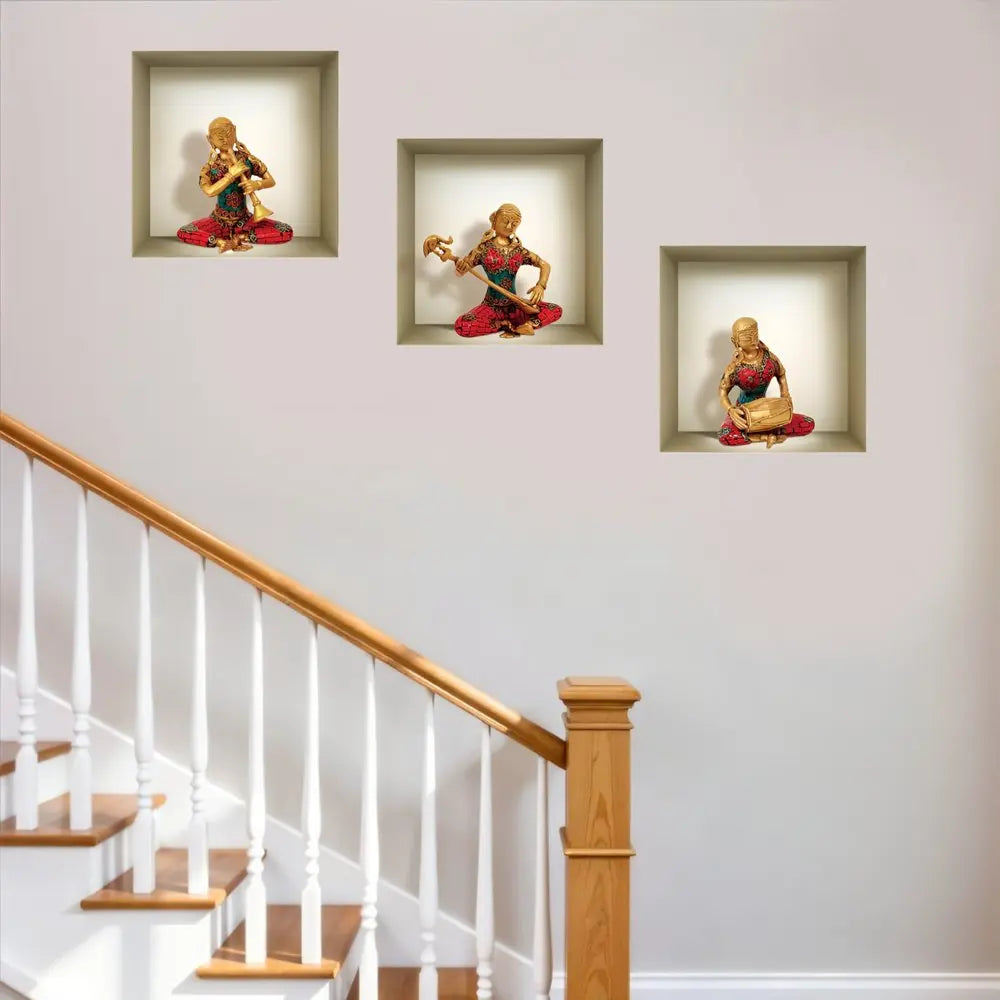 Set of Three Anna Niche 3D Square Peel and Stick Wall Decals - NOBLE HOME INTERIORS