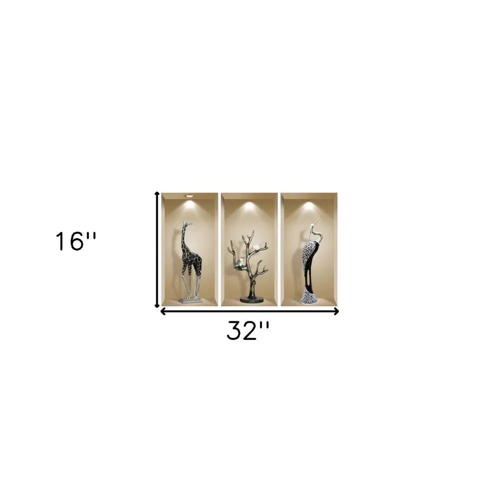 Set of Three Apa Faux Niche 3D Peel and Stick Wall Decals - NOBLE HOME INTERIORS