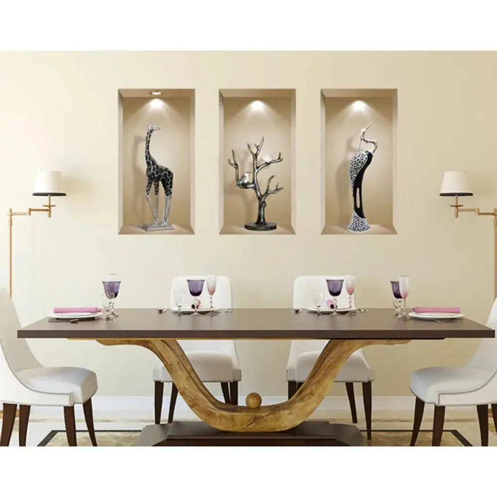 Set of Three Apa Faux Niche 3D Peel and Stick Wall Decals - NOBLE HOME INTERIORS