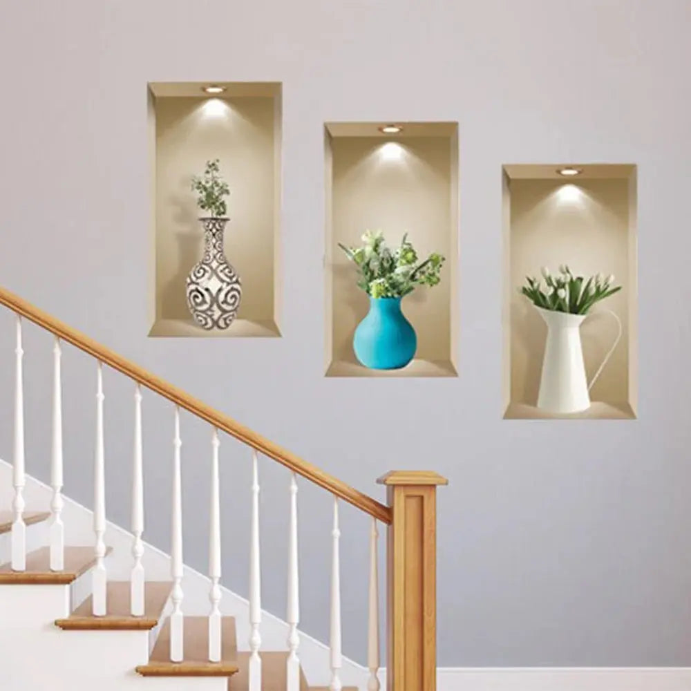 Set of Three Asa Faux Niche 3D Peel and Stick Wall Decals - NOBLE HOME INTERIORS