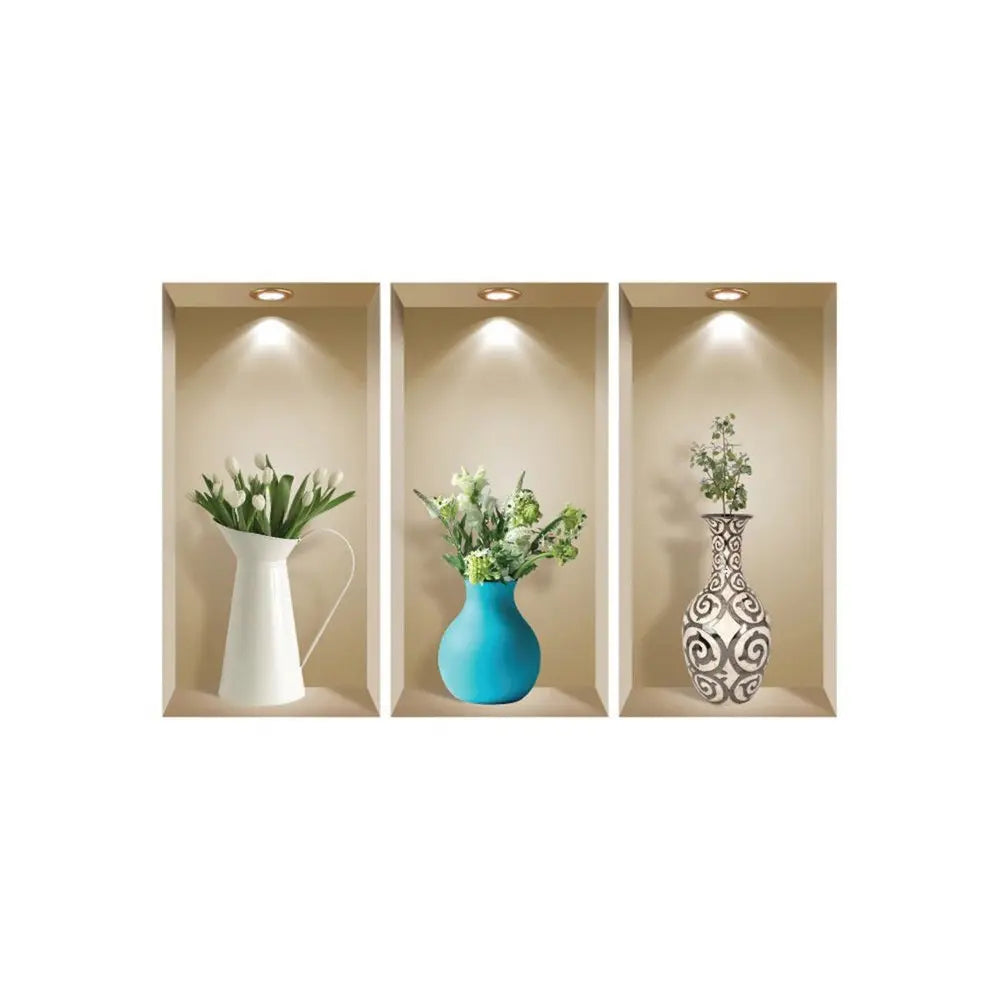Set of Three Asa Faux Niche 3D Peel and Stick Wall Decals - NOBLE HOME INTERIORS