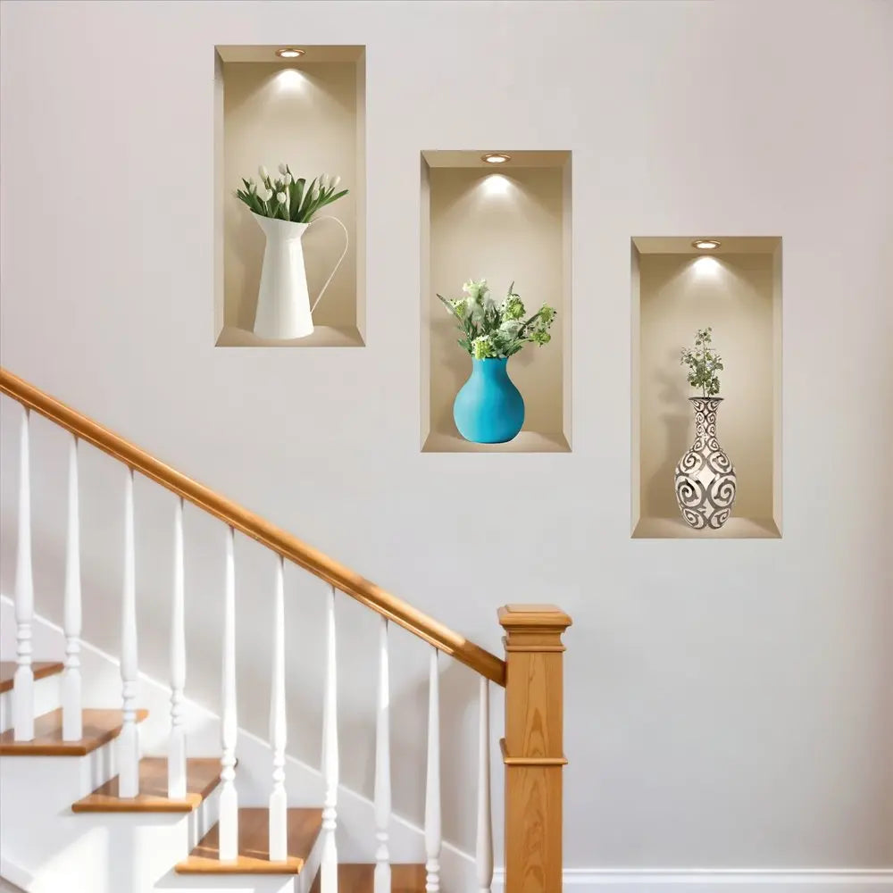 Set of Three Ava Faux Niche 3D Peel and Stick Wall Decals - NOBLE HOME INTERIORS