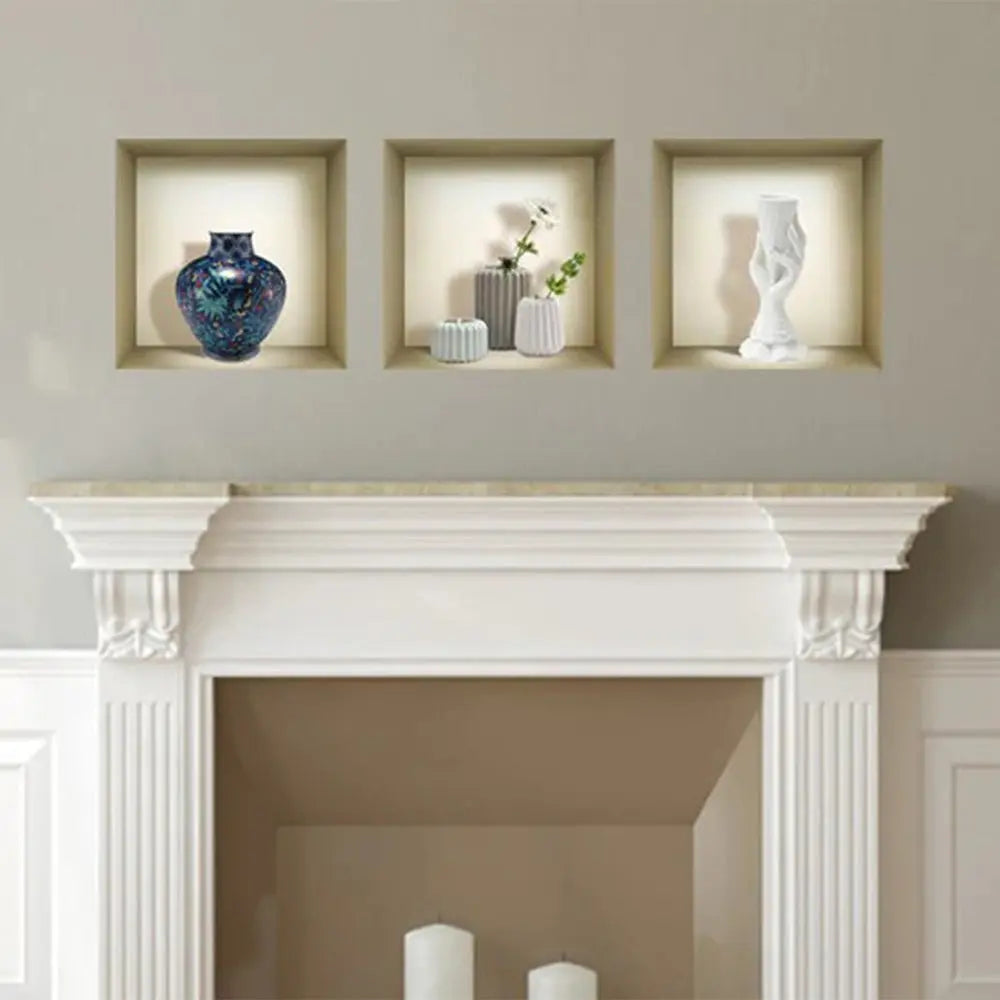 Set of Three Avi Faux Niche 3D Peel and Stick Wall Decals - NOBLE HOME INTERIORS