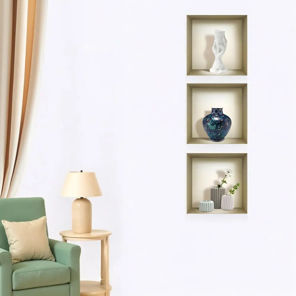 Set of Three Avi Faux Niche 3D Peel and Stick Wall Decals - NOBLE HOME INTERIORS
