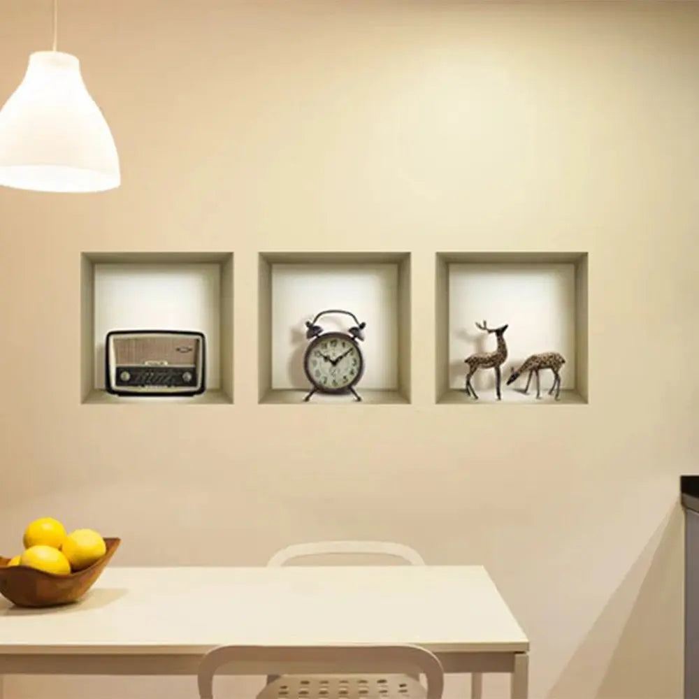 Set of Three Aya Faux Niche 3D Peel and Stick Wall Decals - NOBLE HOME INTERIORS