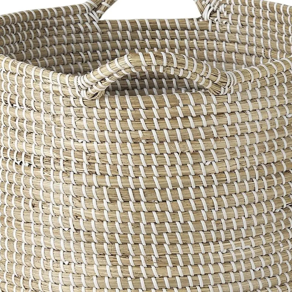 Set of Three Beige And White Wicker Desk Organizer - NOBLE HOME INTERIORS