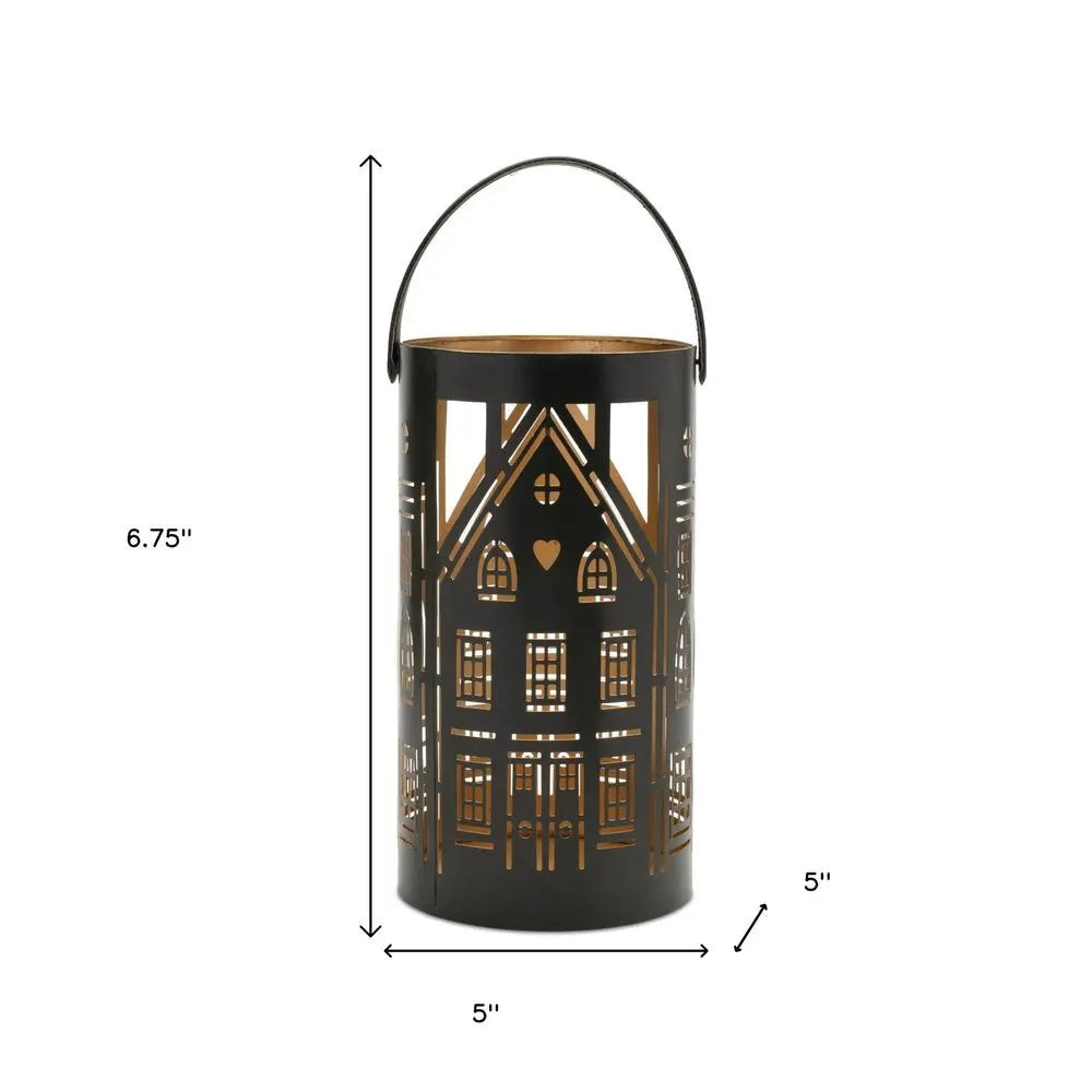 Set of Three Black And Gold Hammered Glass Tabletop Pillar Candle Holders - NOVA HOME FURNITURE