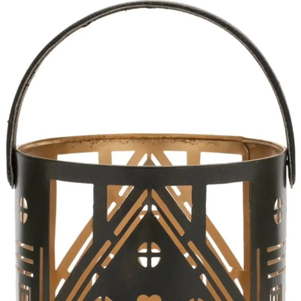 Set of Three Black And Gold Hammered Glass Tabletop Pillar Candle Holders - NOVA HOME FURNITURE