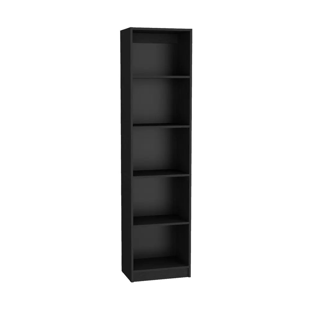 Set of Three Black Five Tier Bookcase with Two Doors HomeRoots