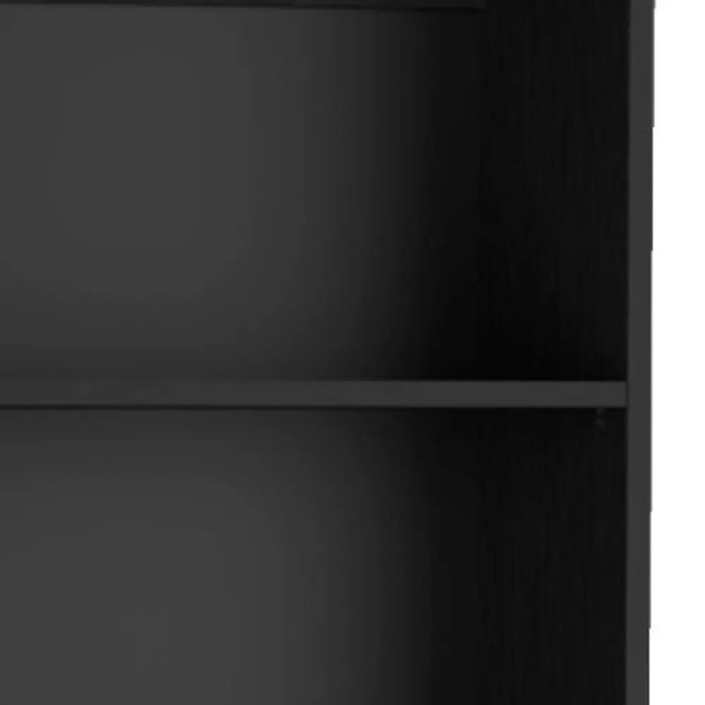 Set of Three Black Five Tier Bookcases with Two Doors HomeRoots