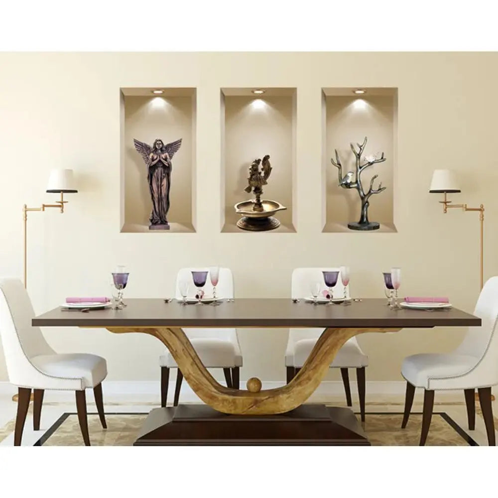 Set of Three Boa Faux Niche 3D Peel and Stick Wall Decals - NOBLE HOME INTERIORS