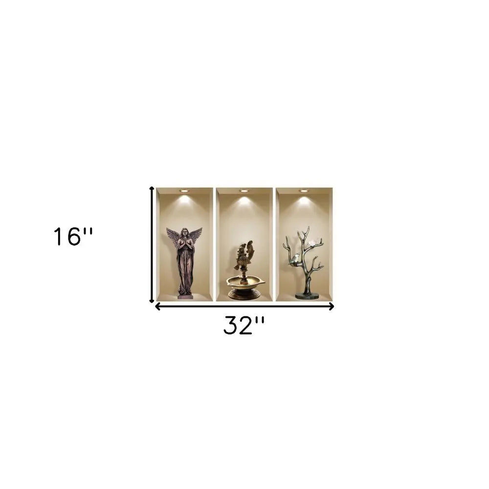Set of Three Boa Faux Niche 3D Peel and Stick Wall Decals - NOBLE HOME INTERIORS