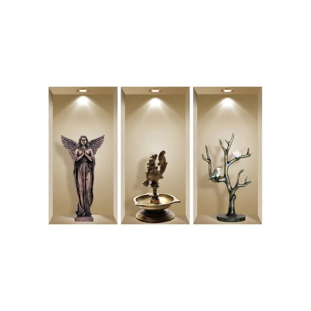 Set of Three Boa Faux Niche 3D Peel and Stick Wall Decals - NOBLE HOME INTERIORS