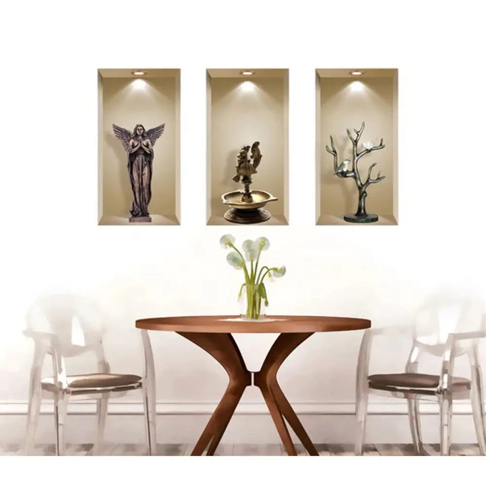 Set of Three Boa Faux Niche 3D Peel and Stick Wall Decals - NOBLE HOME INTERIORS