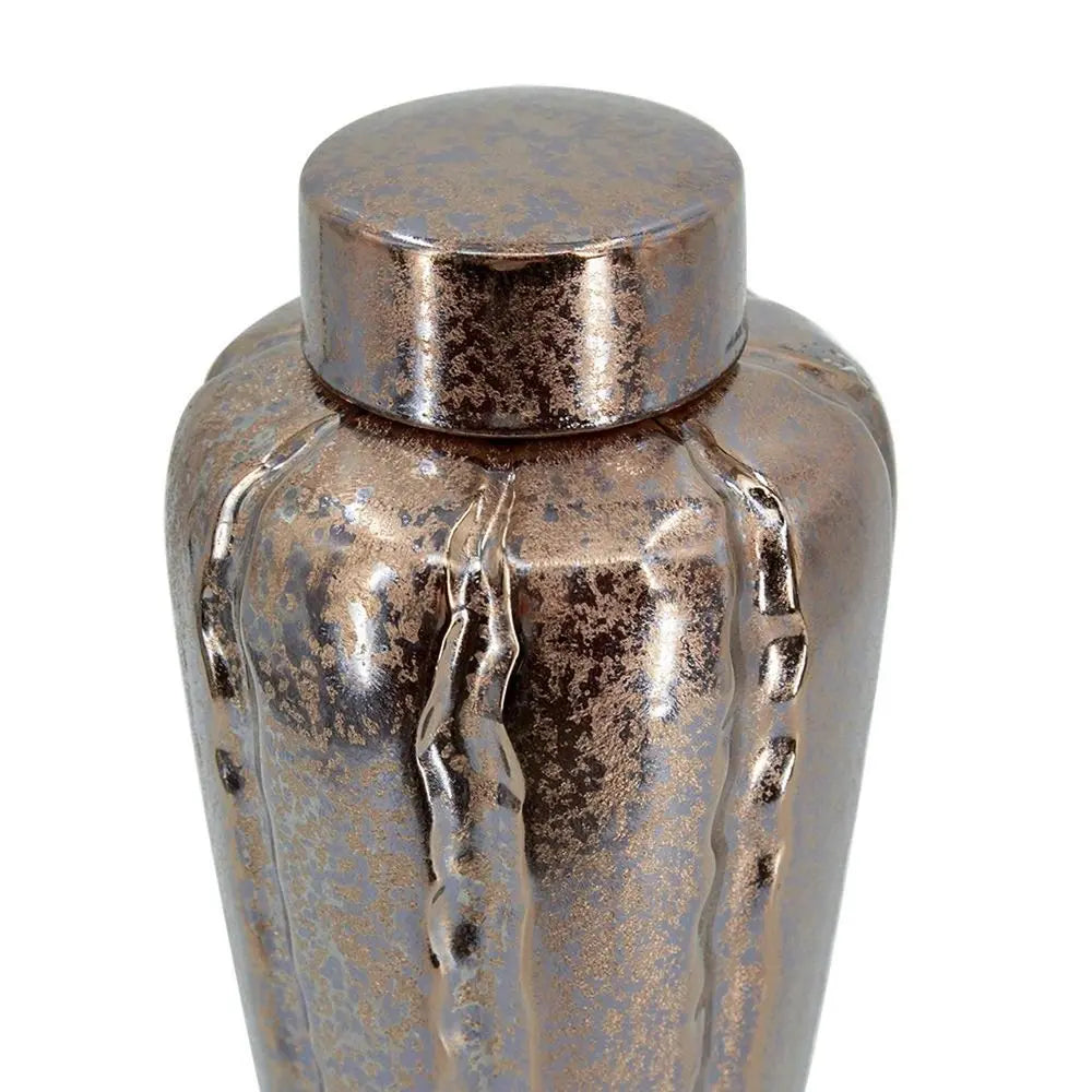 Set of Three Bronze And Silver Round Ceramic Table Vase - NOBLE HOME INTERIORS