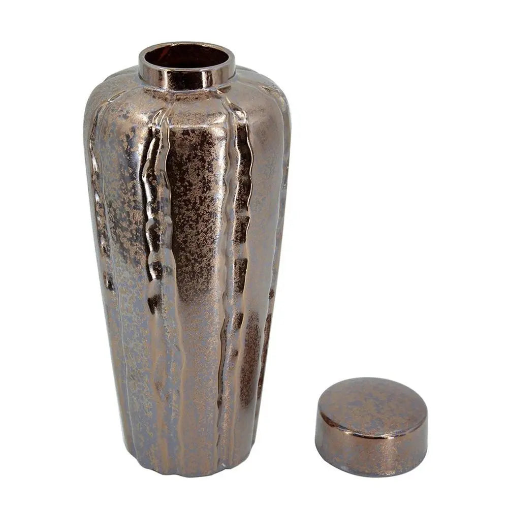 Set of Three Bronze And Silver Round Ceramic Table Vase - NOBLE HOME INTERIORS
