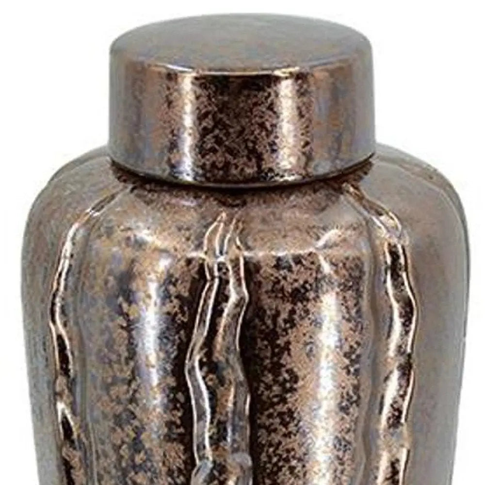 Set of Three Bronze And Silver Round Ceramic Table Vase - NOBLE HOME INTERIORS