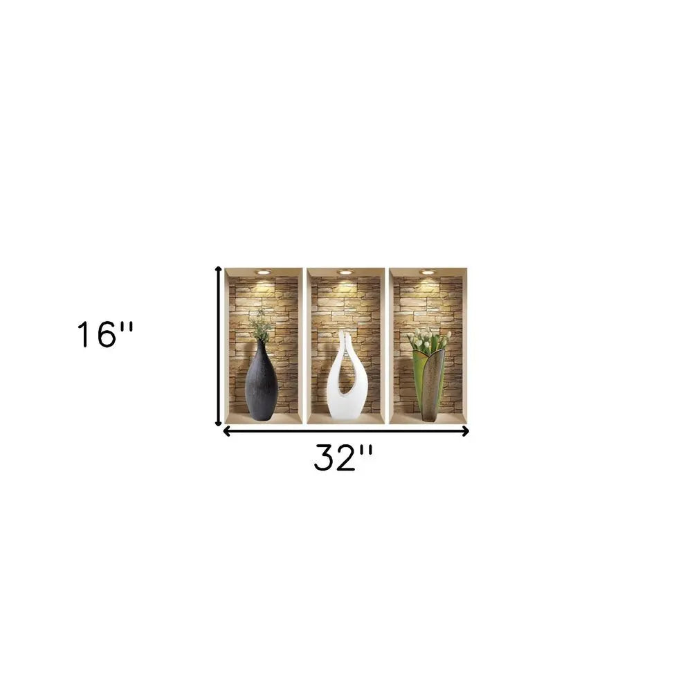 Set of Three Dia Faux Niche 3D Peel and Stick Wall Decals - NOBLE HOME INTERIORS