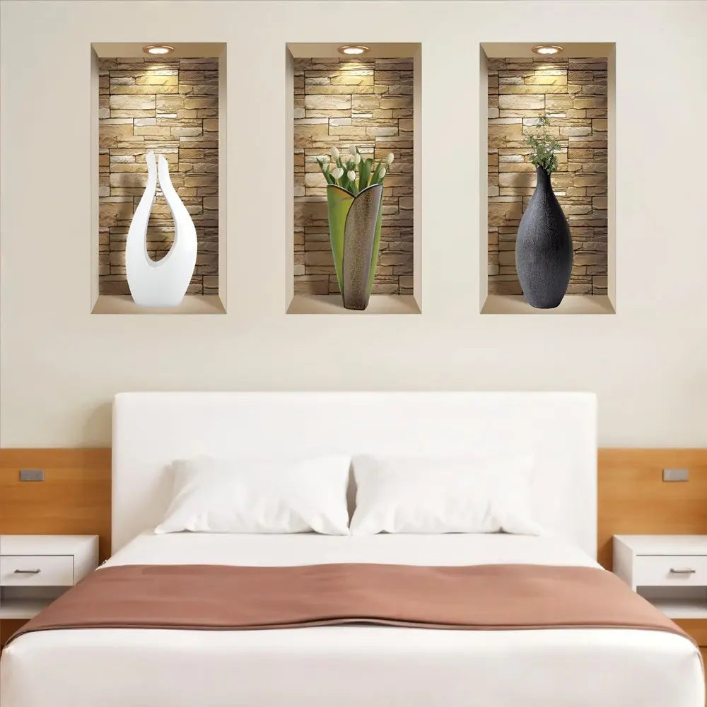 Set of Three Dia Faux Niche 3D Peel and Stick Wall Decals - NOBLE HOME INTERIORS