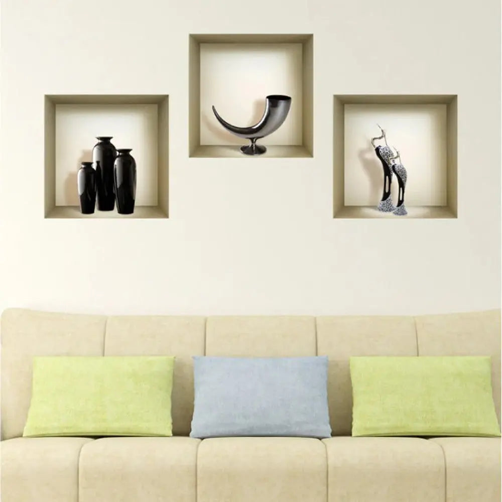 Set of Three Eli Faux Niche 3D Peel and Stick Wall Decals - NOBLE HOME INTERIORS