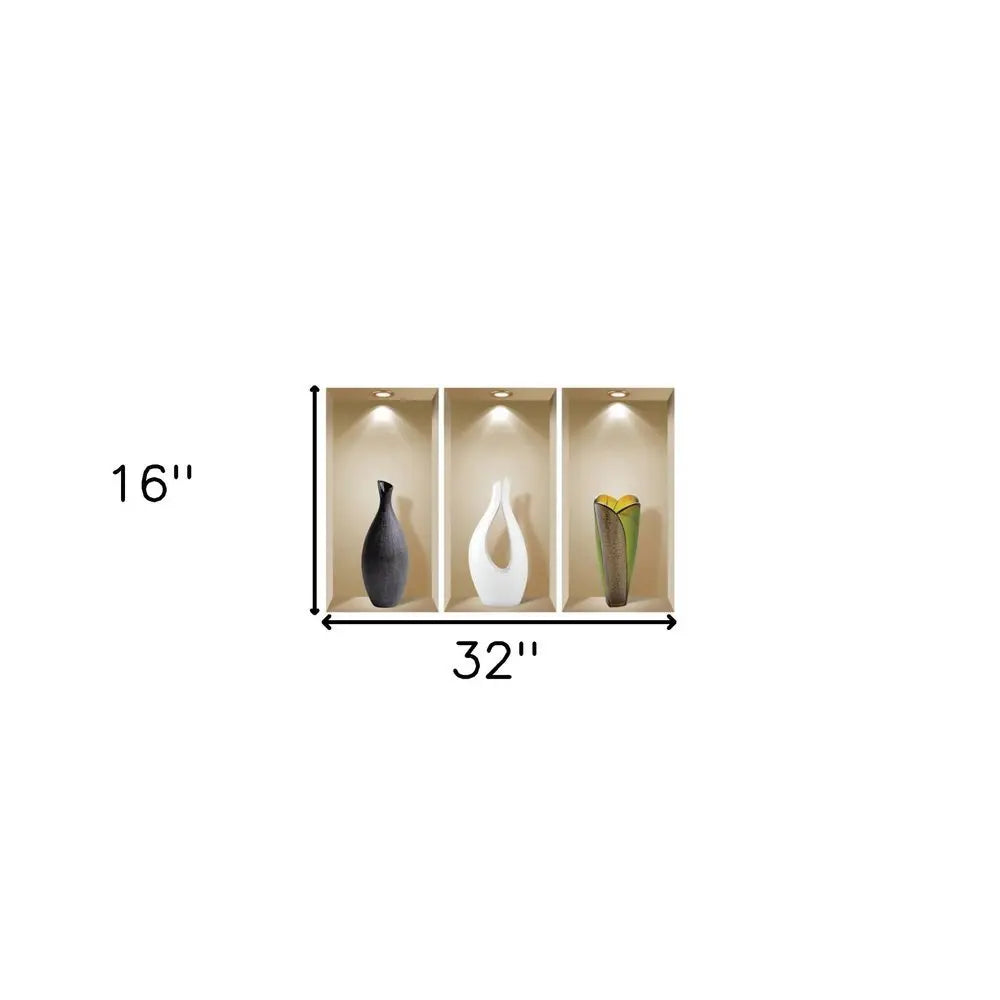 Set of Three Gia Faux Niche 3D Peel and Stick Wall Decals - NOBLE HOME INTERIORS
