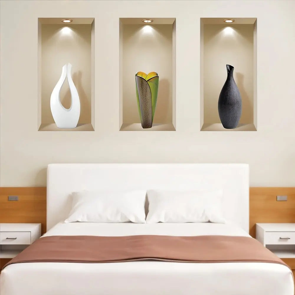 Set of Three Gia Faux Niche 3D Peel and Stick Wall Decals - NOBLE HOME INTERIORS