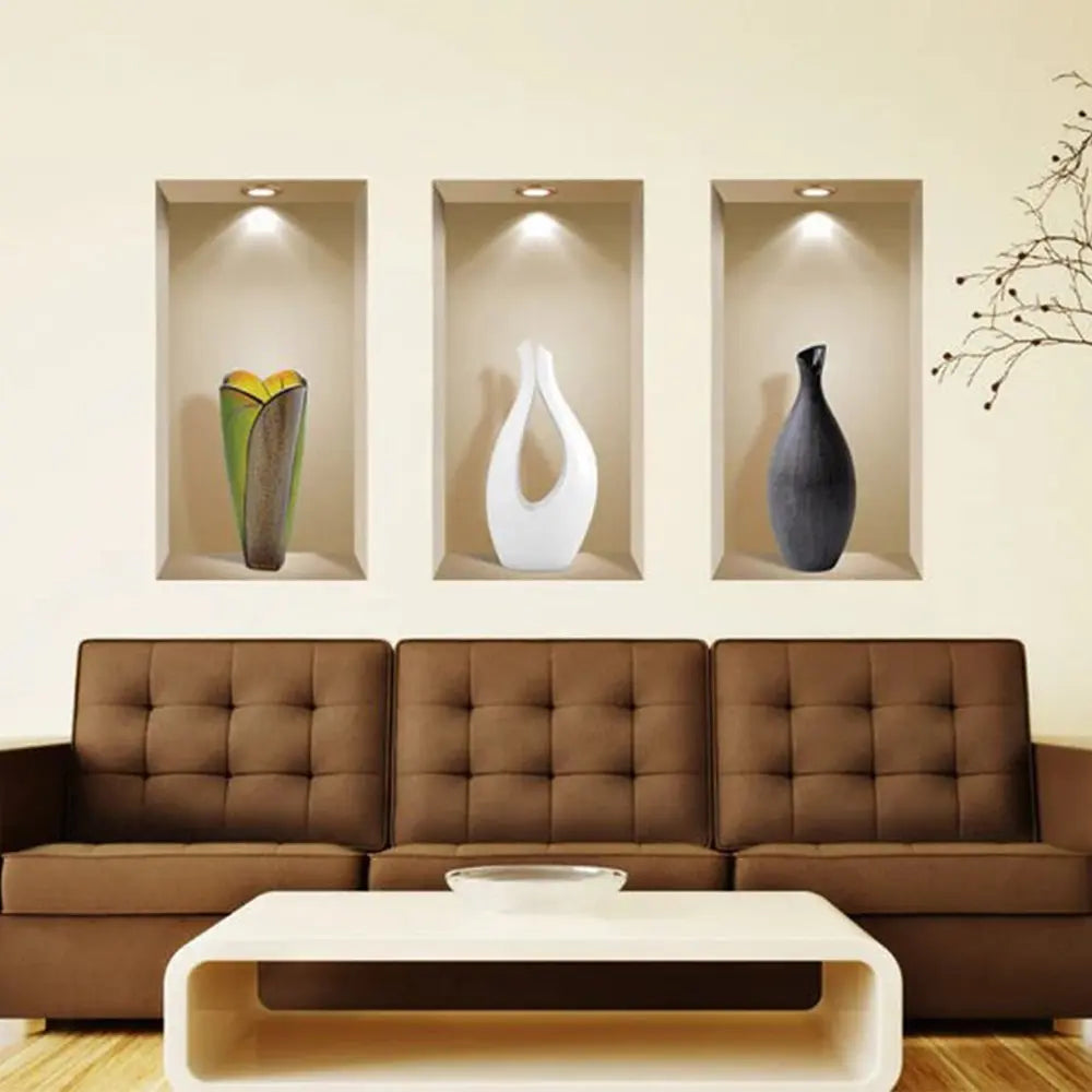 Set of Three Gia Faux Niche 3D Peel and Stick Wall Decals - NOBLE HOME INTERIORS