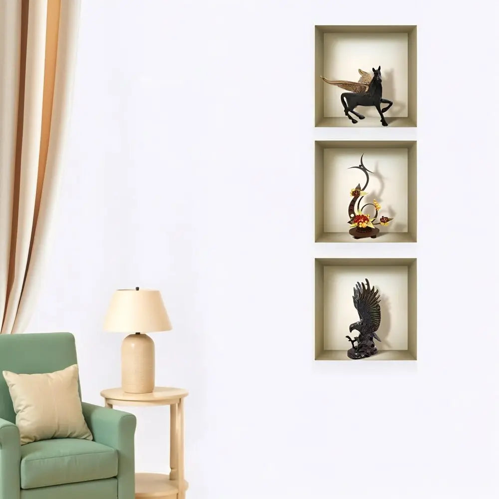 Set of Three Gil Faux Niche 3D Peel and Stick Wall Decals - NOBLE HOME INTERIORS