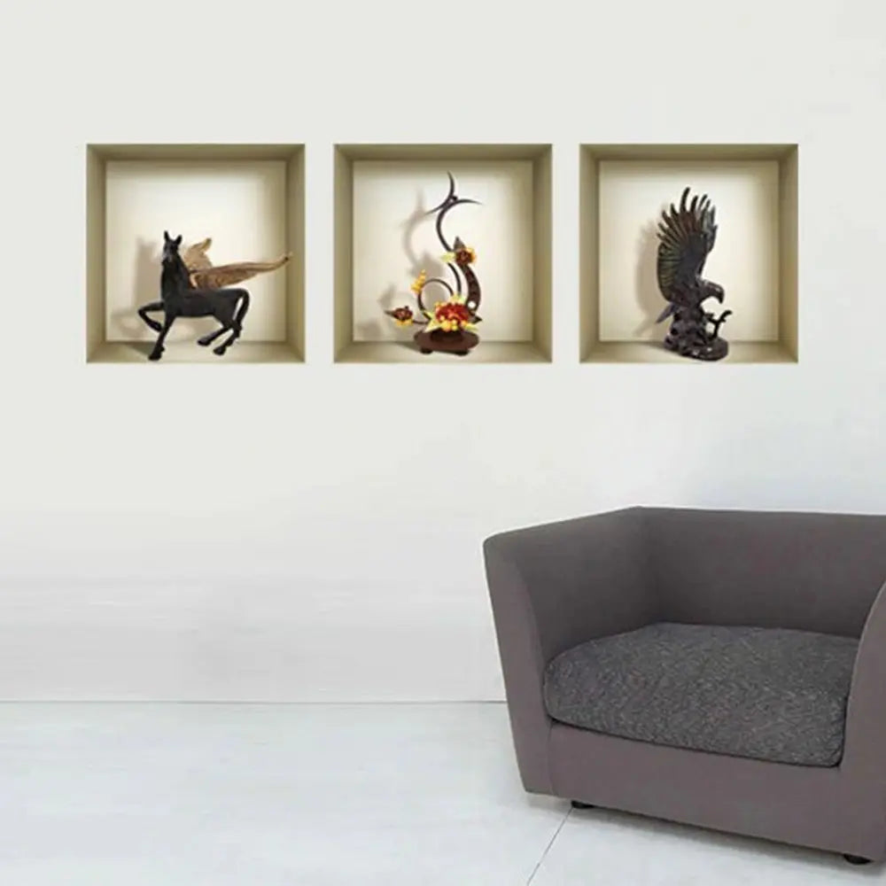 Set of Three Gil Faux Niche 3D Peel and Stick Wall Decals - NOBLE HOME INTERIORS