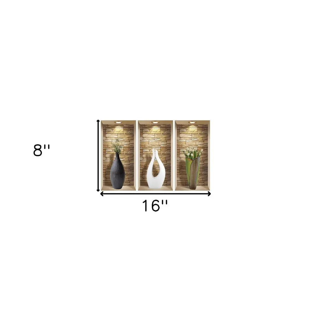 Set of Three Gin Faux Niche 3D Peel and Stick Wall Decals - NOBLE HOME INTERIORS