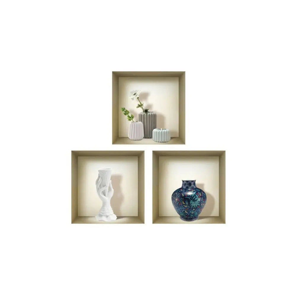 Set of Three Gio Faux Niche 3D Peel and Stick Wall Decals - NOBLE HOME INTERIORS