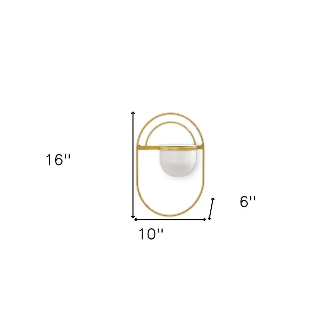 Set of Three Gold And White Metal 10 Ounce Wall Planters - NOBLE HOME INTERIORS