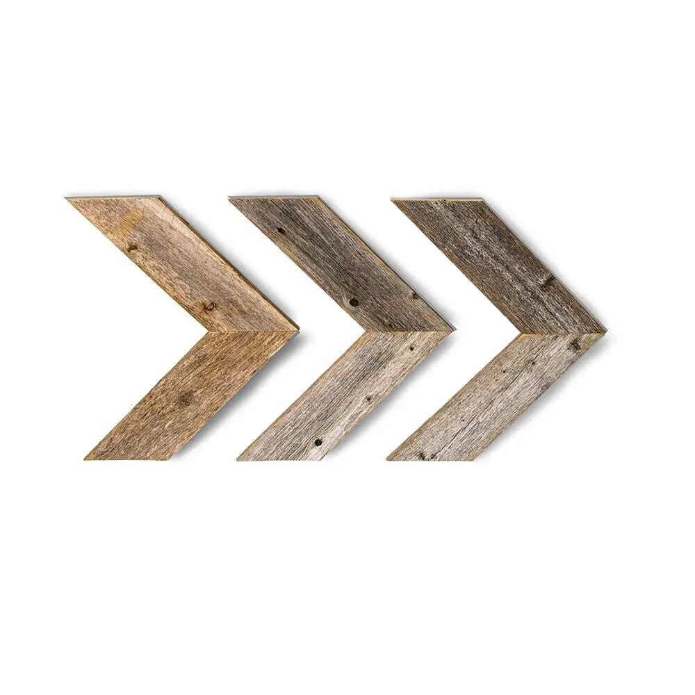Set of Three Gray Distressed Wood Hanging Arrow Dimensional Sculptures - NOBLE HOME INTERIORS