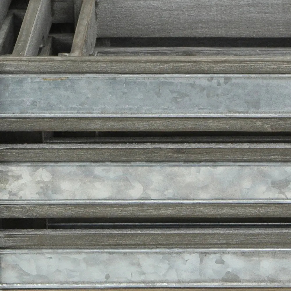 Set of Three Gray Solid Wood And Metal Crate HomeRoots