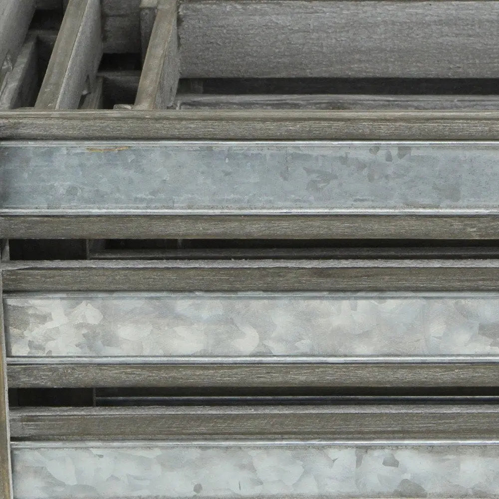 Set of Three Gray Solid Wood And Metal Crate HomeRoots